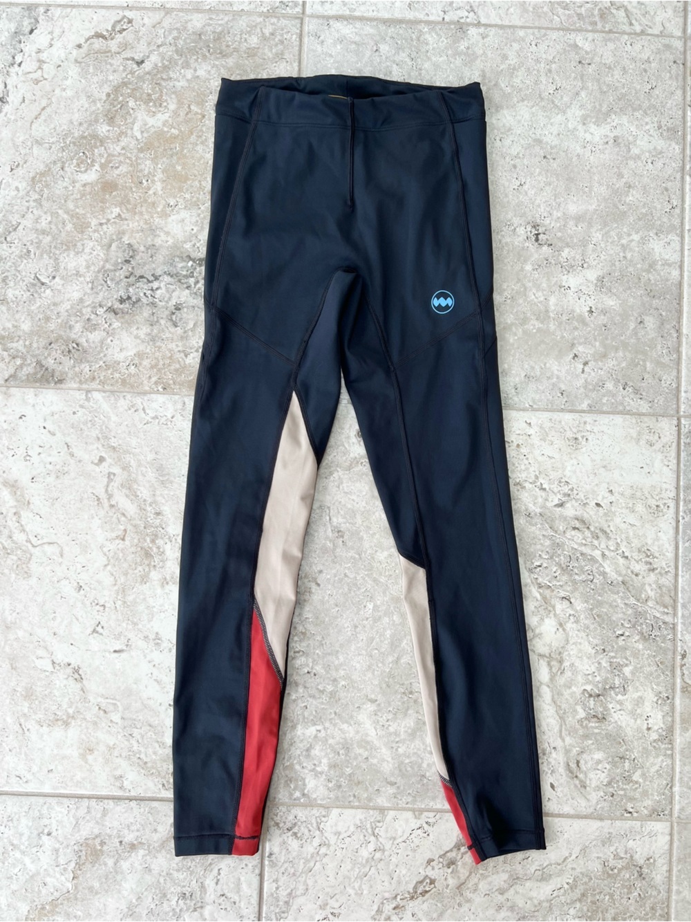 Janji Groundwork M Flyby Breathable Tight CompressionLeggings Black Cream Red, S